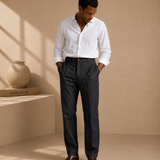 Men's Striped Trousers – Cotton Blend