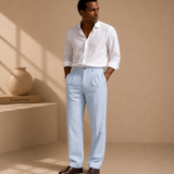 Men's Striped Trousers – Cotton Blend
