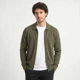 Men's Zip-Up Wool Cardigan – Shirt Collar