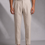 Men's Pleated Trousers with Buckle Fastening