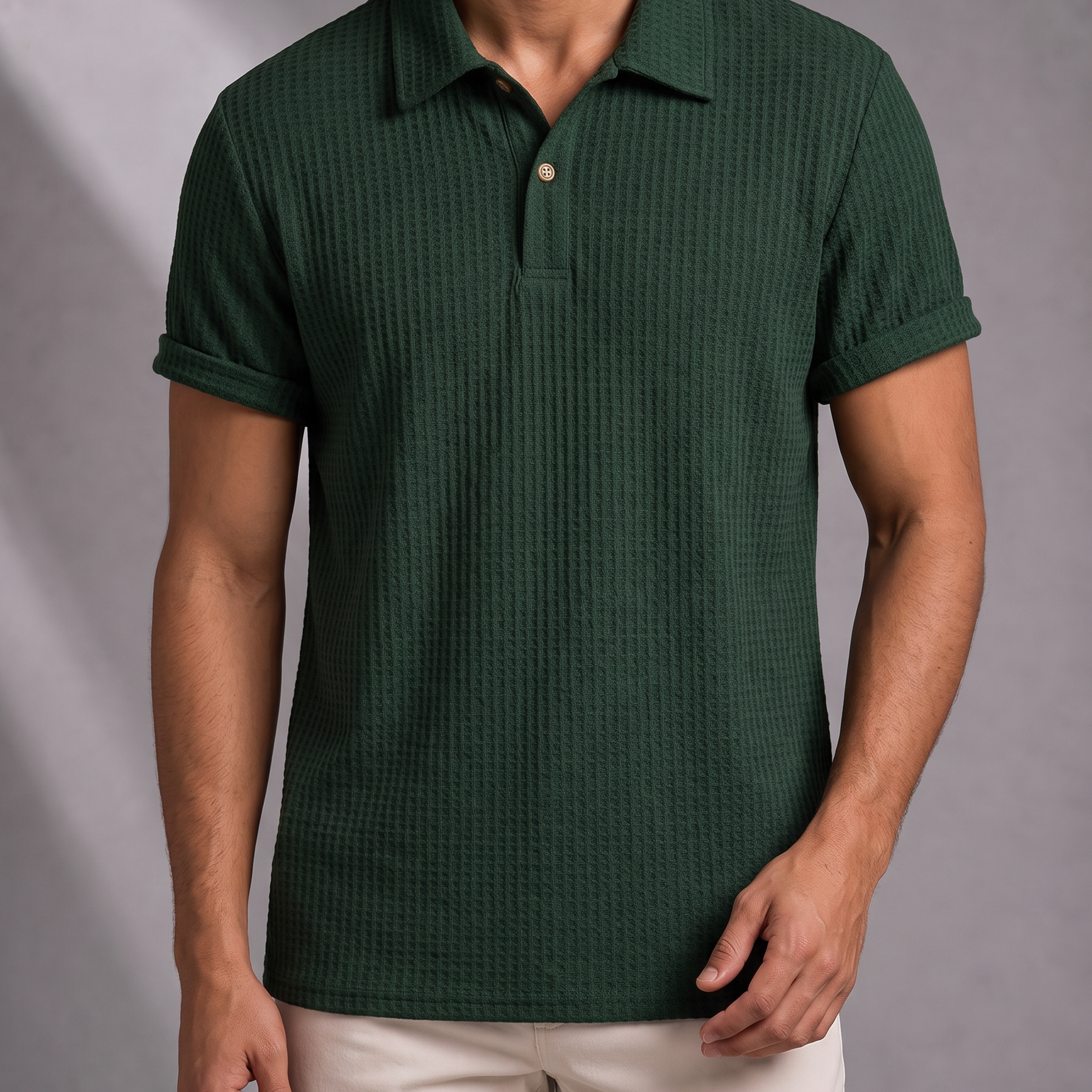 Men's Waffle Knit Polo Shirt