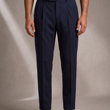 Men's Pleated Trousers with Buckle Fastening