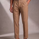 Men's Pleated Trousers with Buckle Fastening