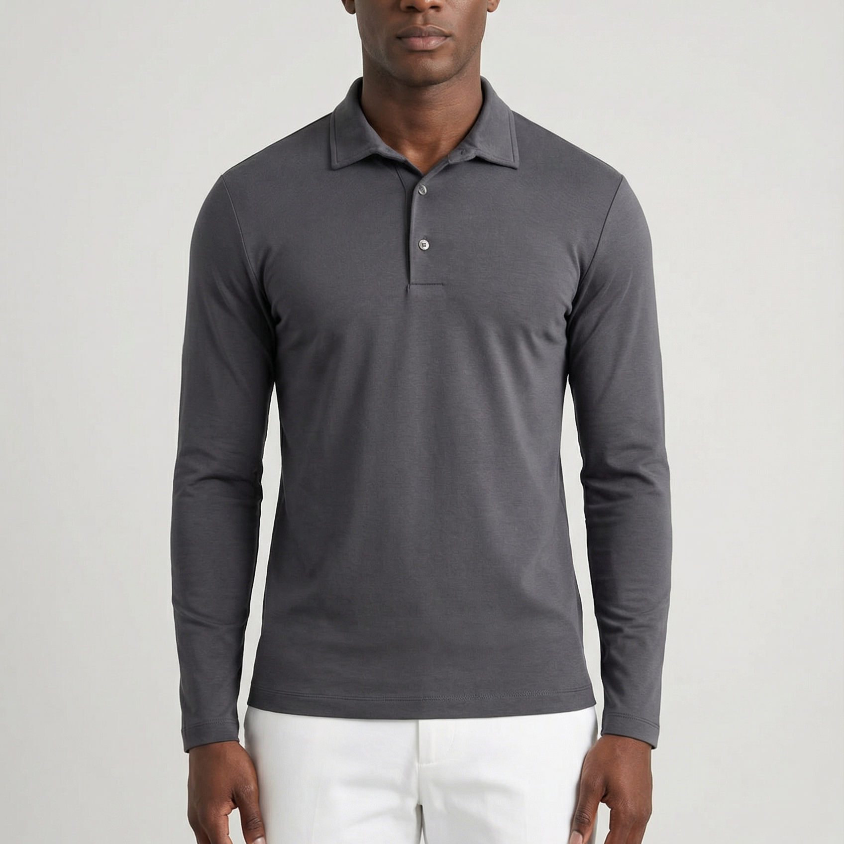 Men's Knit Long Sleeve Polo – Fine Gauge Knit