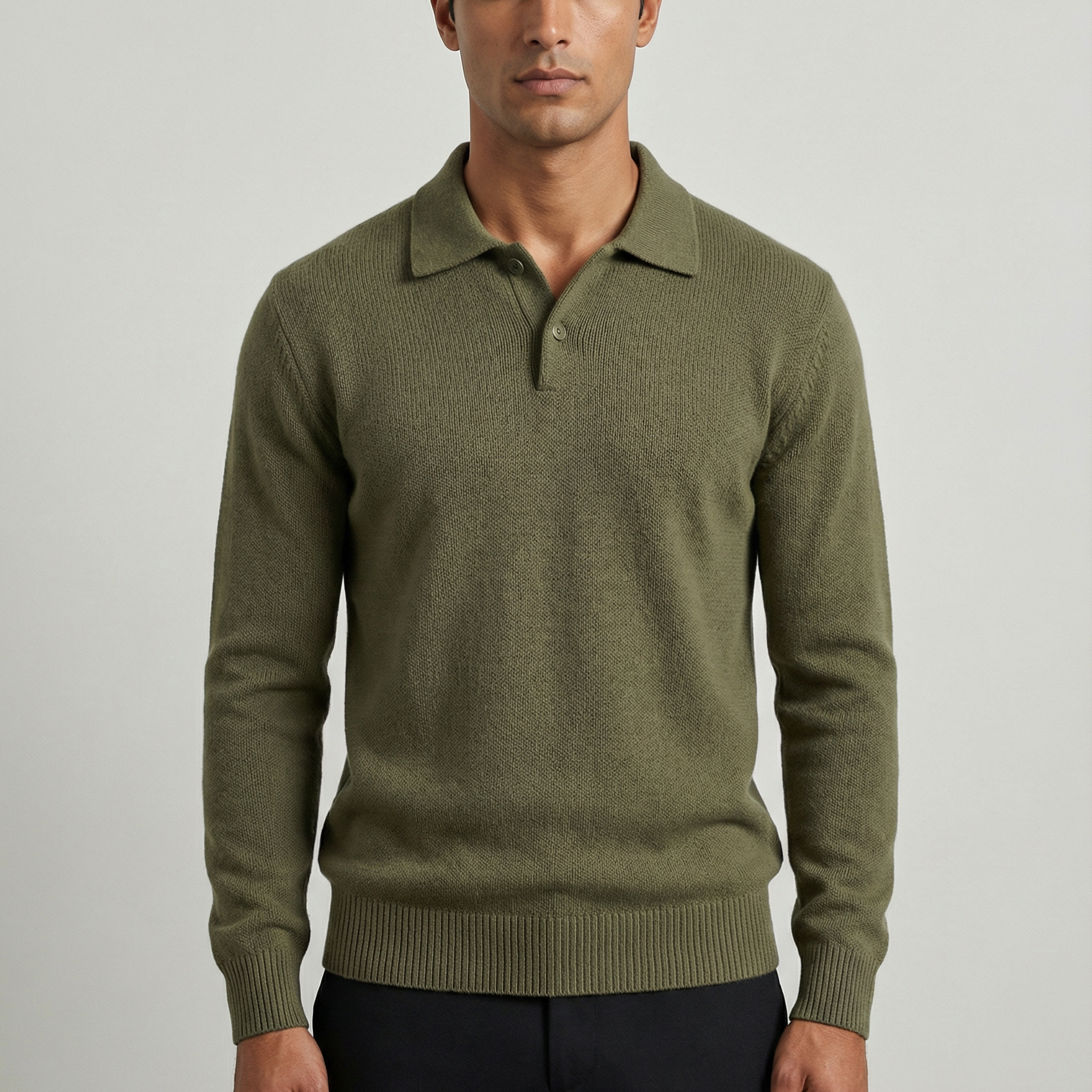 Men's Knitted Polo Jumper – Textured Knit