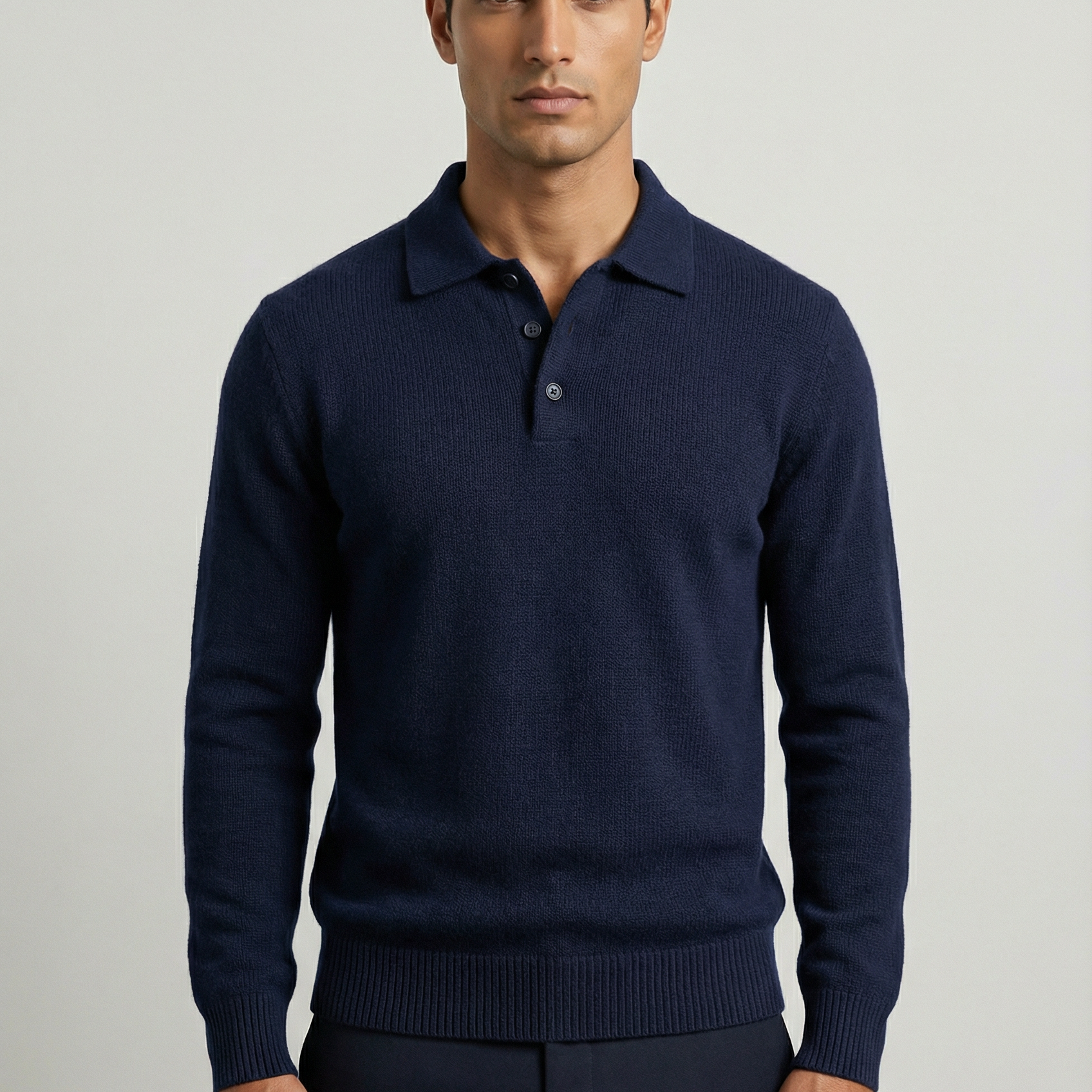 Men's Knitted Polo Jumper – Textured Knit