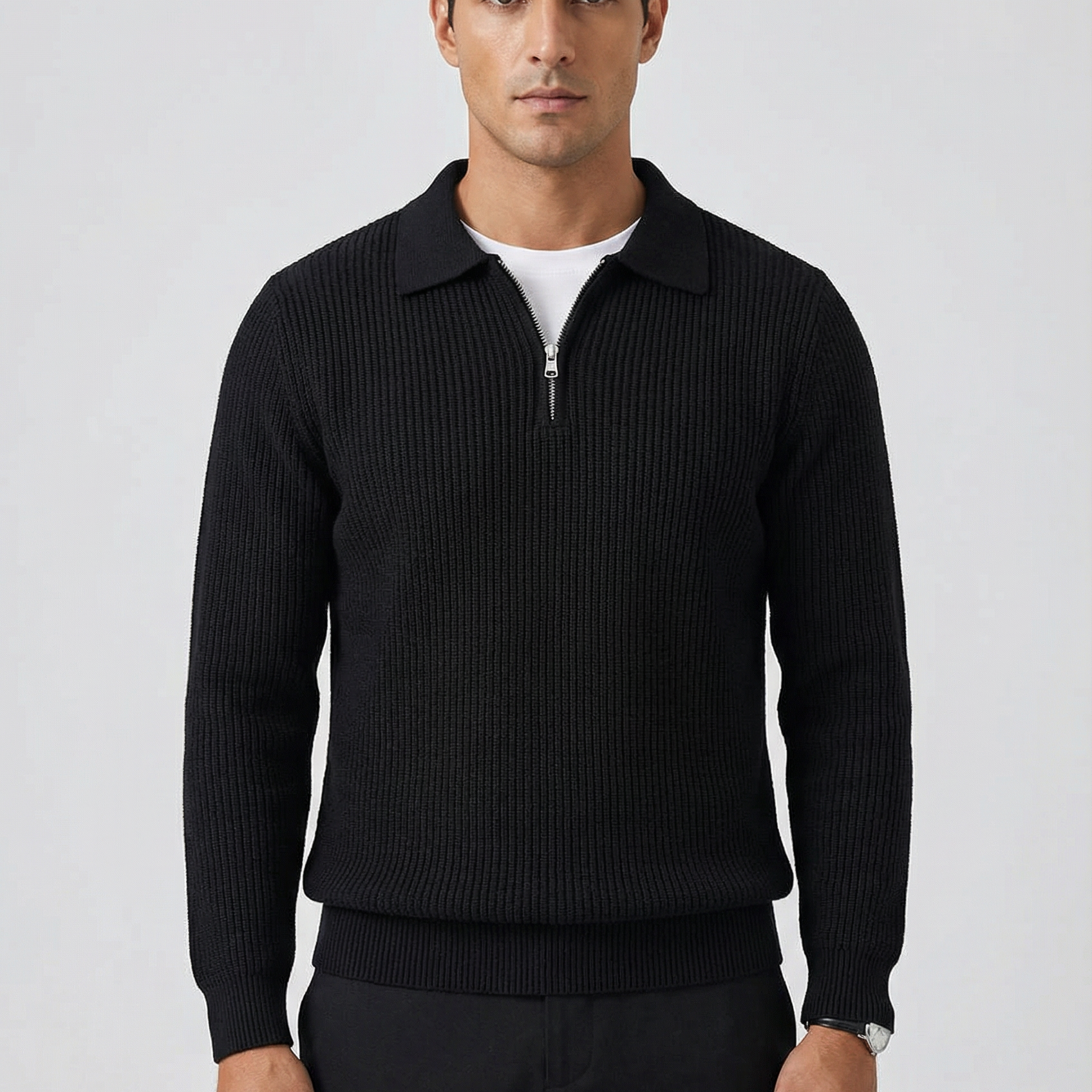 Men's Quarter Zip Sweater – Waffle Knit