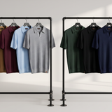 Men's Textured Knit Polo Shirt with Open Collar