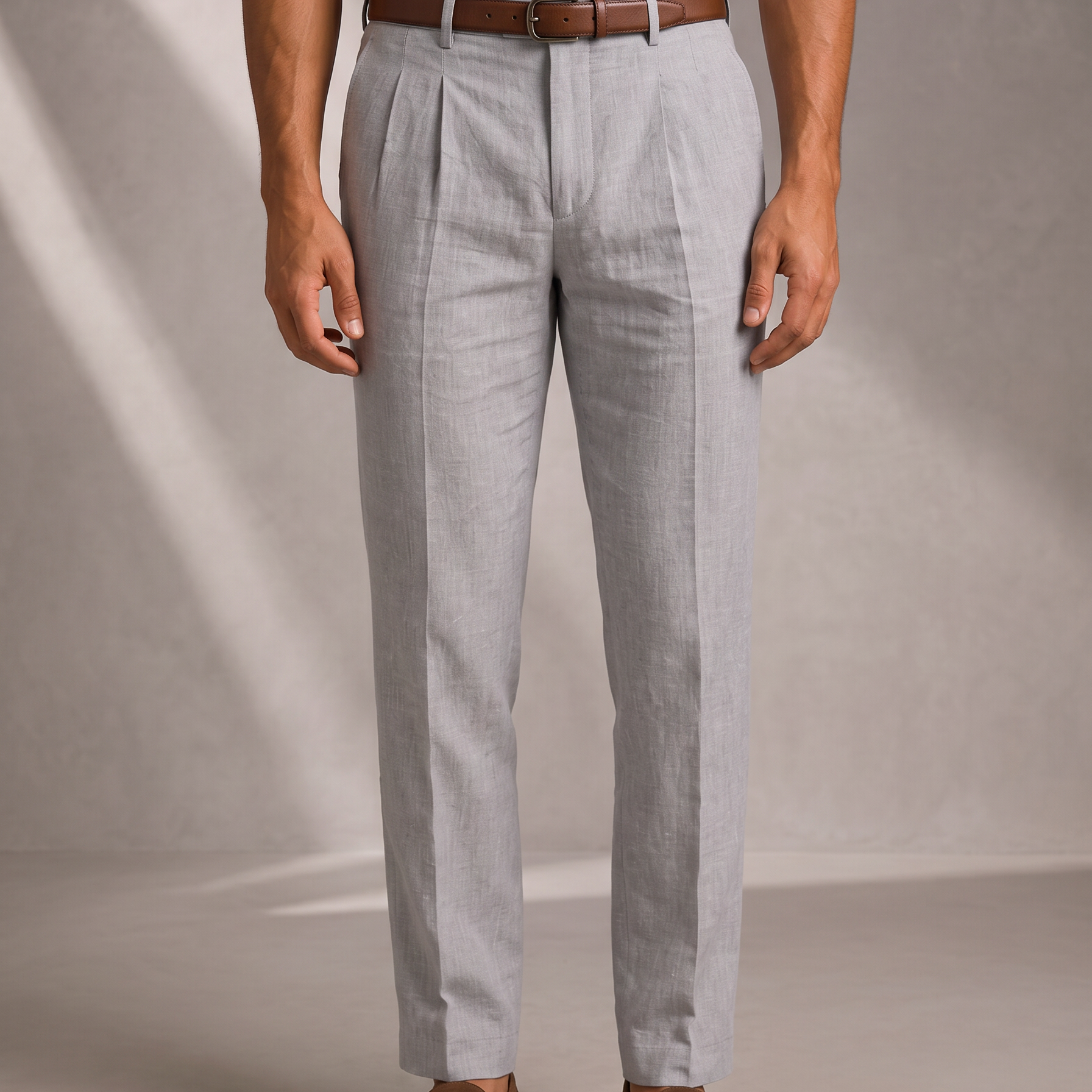 Men's Linen Pleated Trousers
