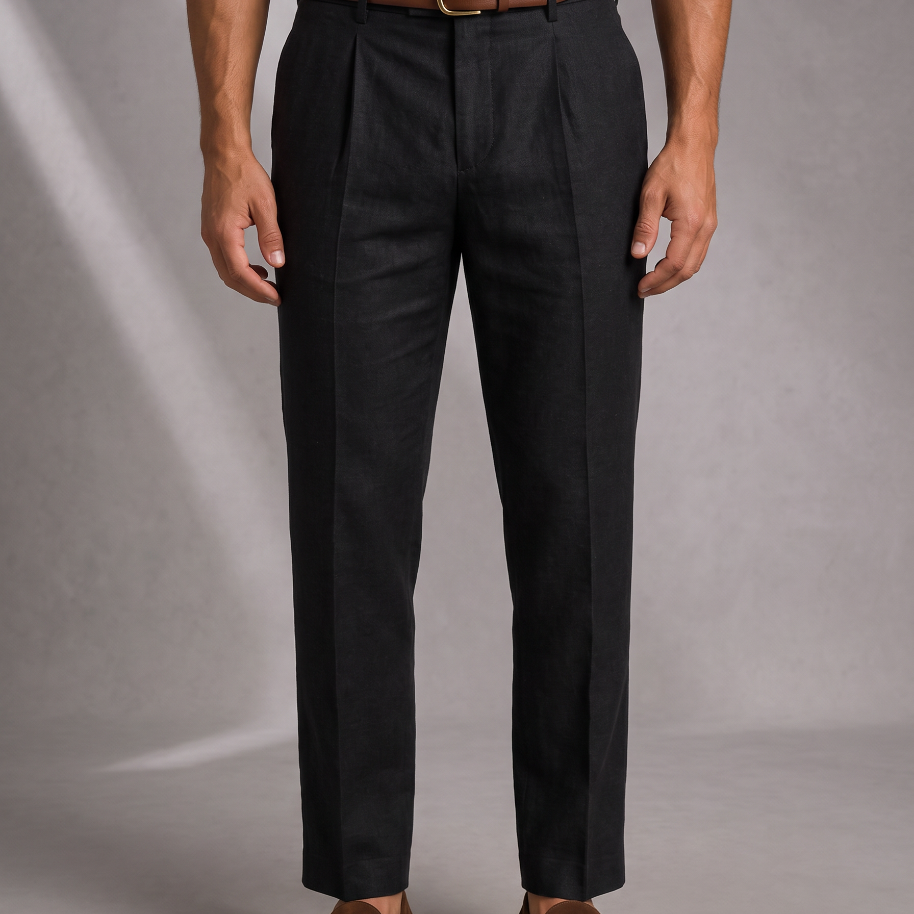 Men's Linen Pleated Trousers