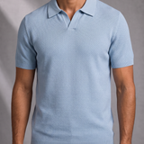 Men's Textured Knit Polo Shirt with Open Collar