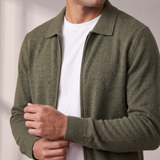 Men's Knitted Full-Zip Cardigan with Collar