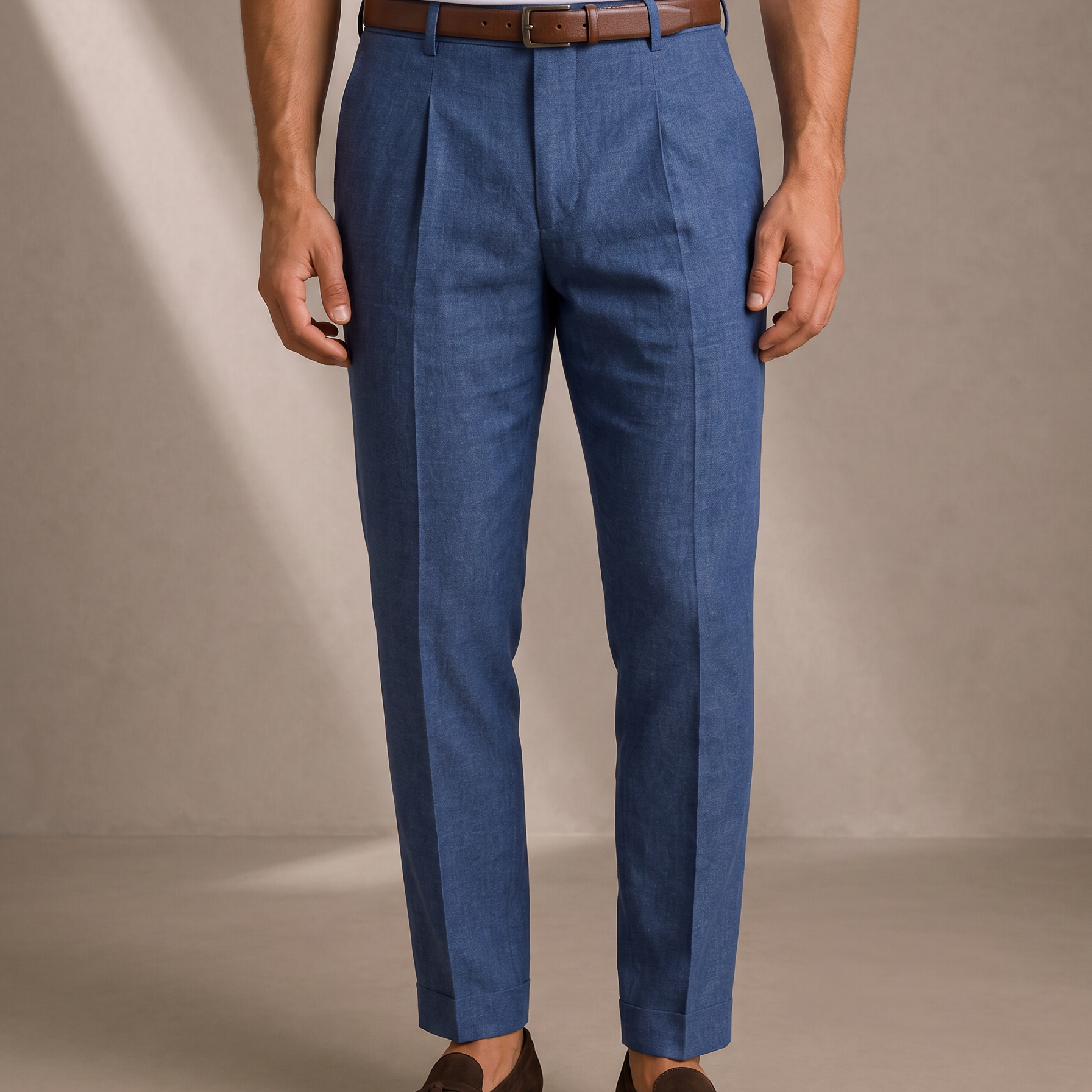 Men's Linen Pleated Trousers