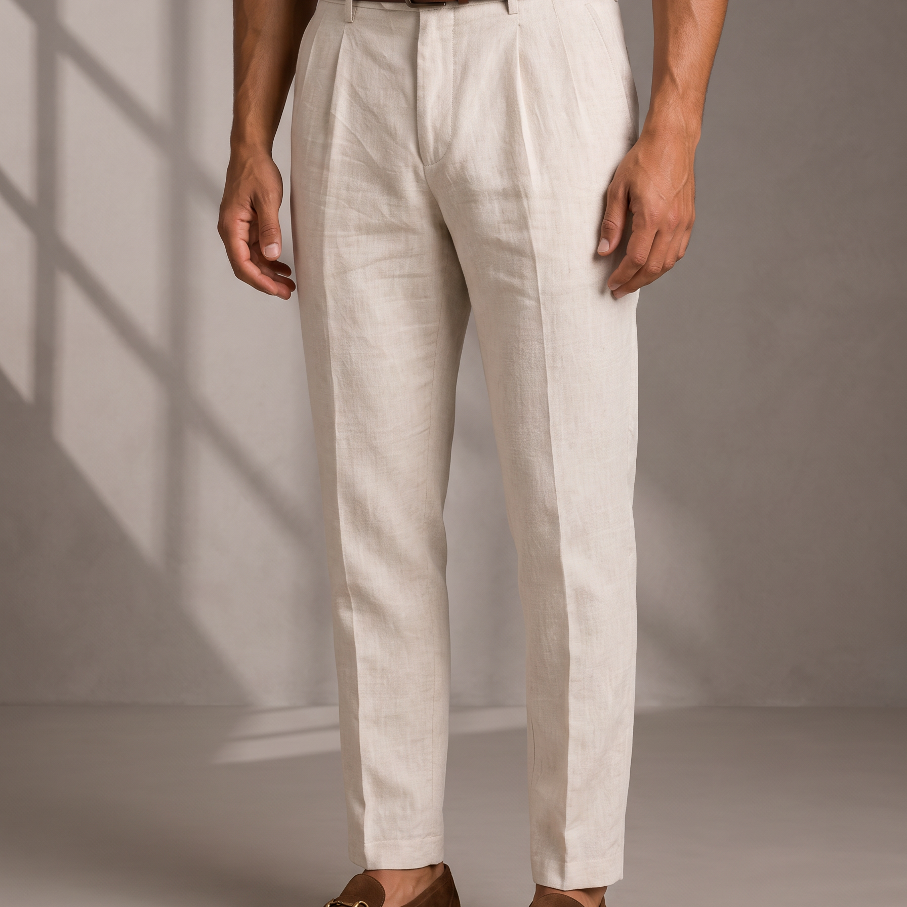 Men's Linen Pleated Trousers