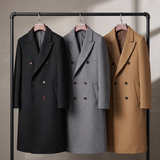 Men's Double-Breasted Overcoat – Wool Blend