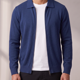 Men's Knitted Full-Zip Cardigan with Collar