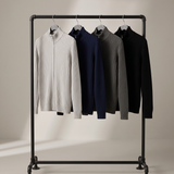 Men's Ribbed Knit Full-Zip Cardigan with Stand Collar