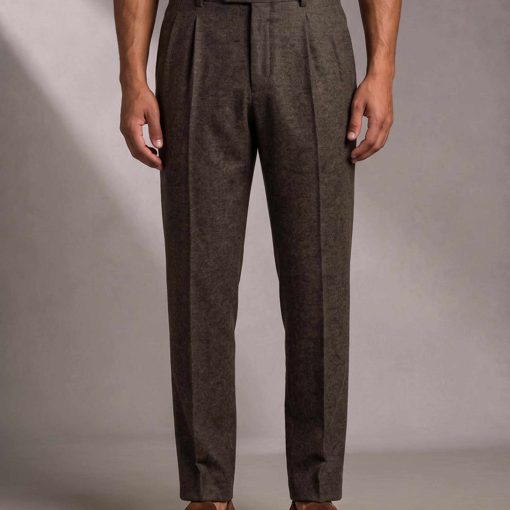 Men's Wool Flannel Button-Tab Trousers