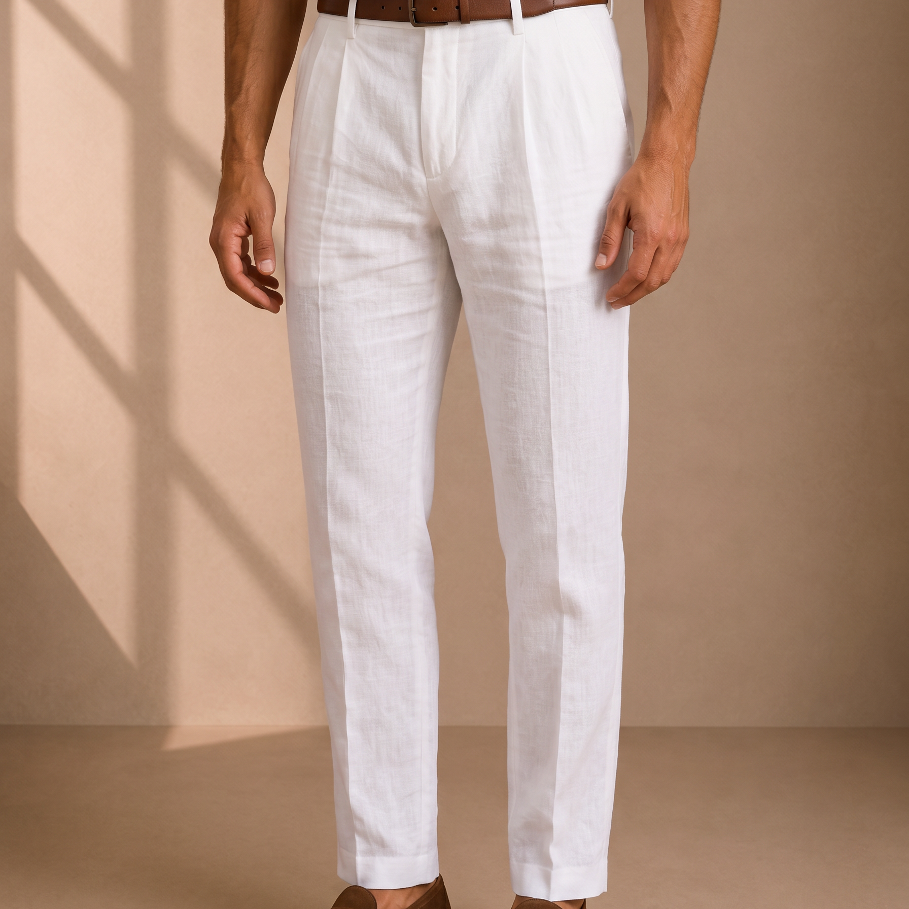 Men's Linen Pleated Trousers