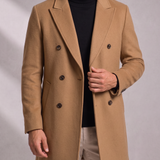 Men's Double-Breasted Overcoat – Wool Blend