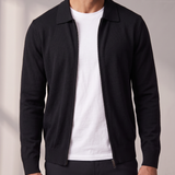 Men's Knitted Full-Zip Cardigan with Collar