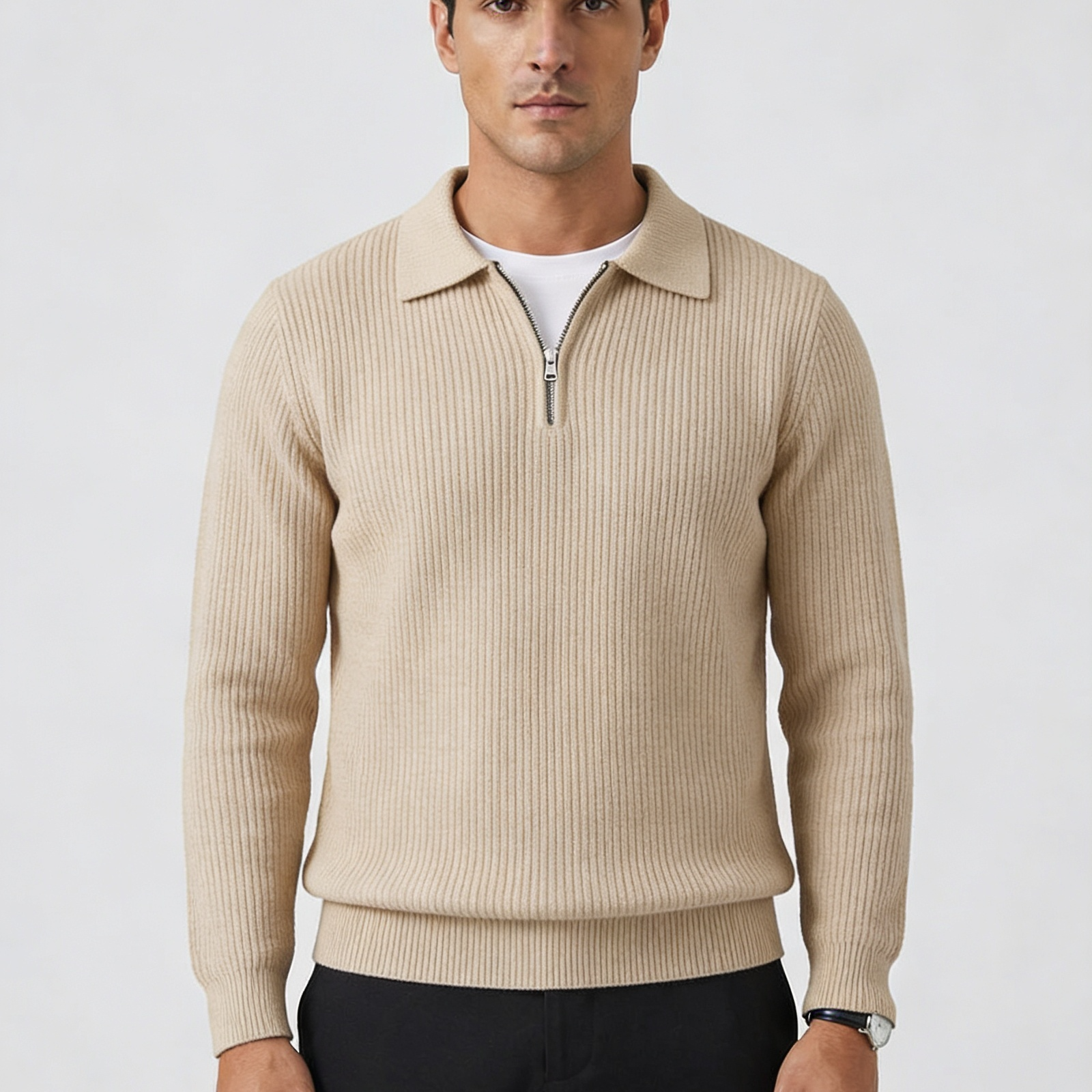 Men's Quarter Zip Sweater – Waffle Knit