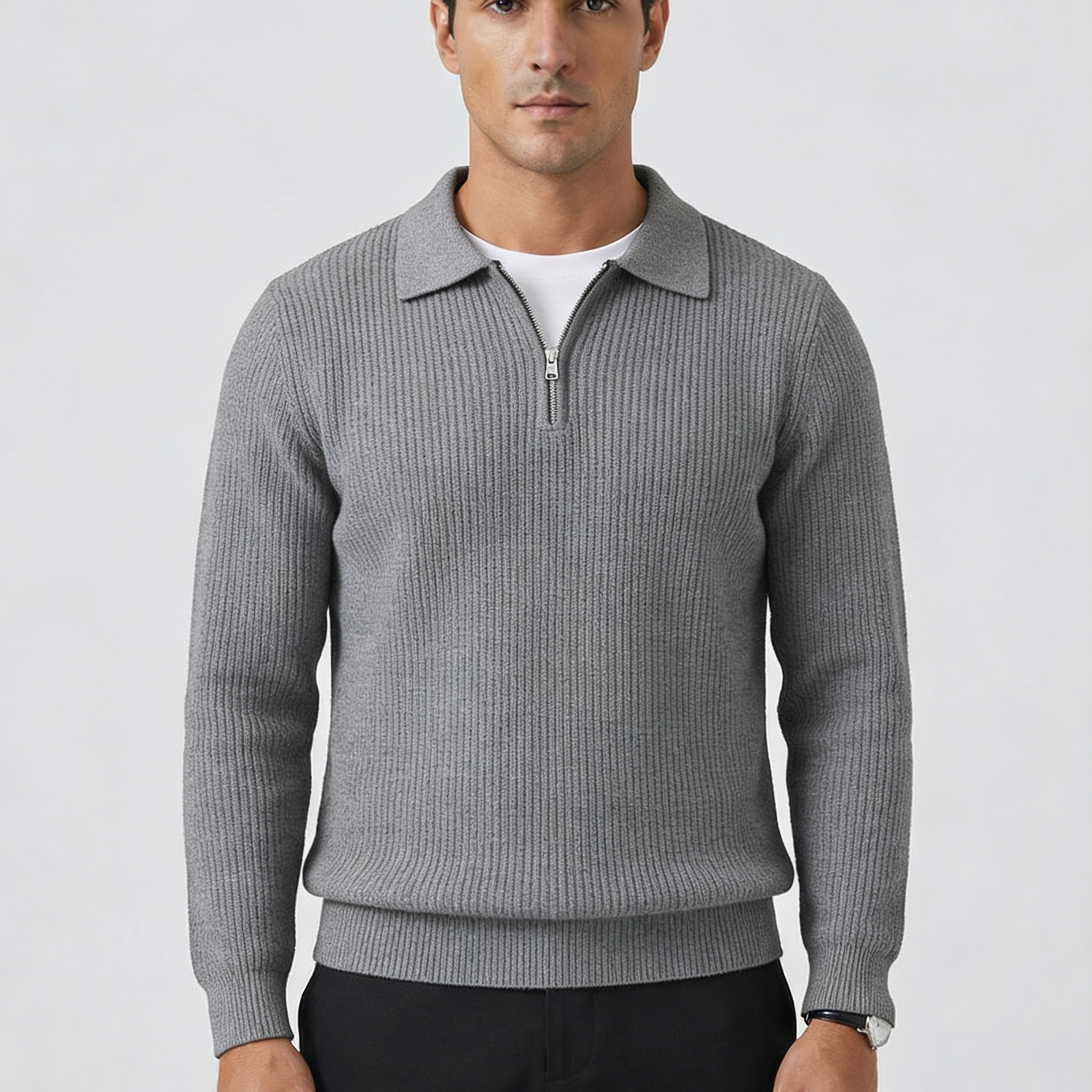Men's Quarter Zip Sweater – Waffle Knit