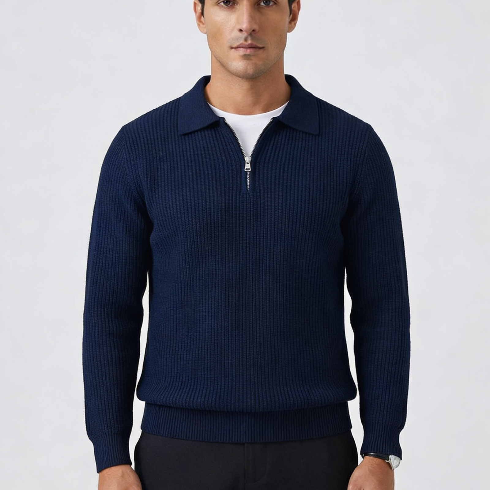 Men's Quarter Zip Sweater – Waffle Knit
