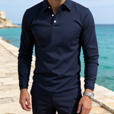 Men's Knit Long Sleeve Polo – Fine Gauge Knit