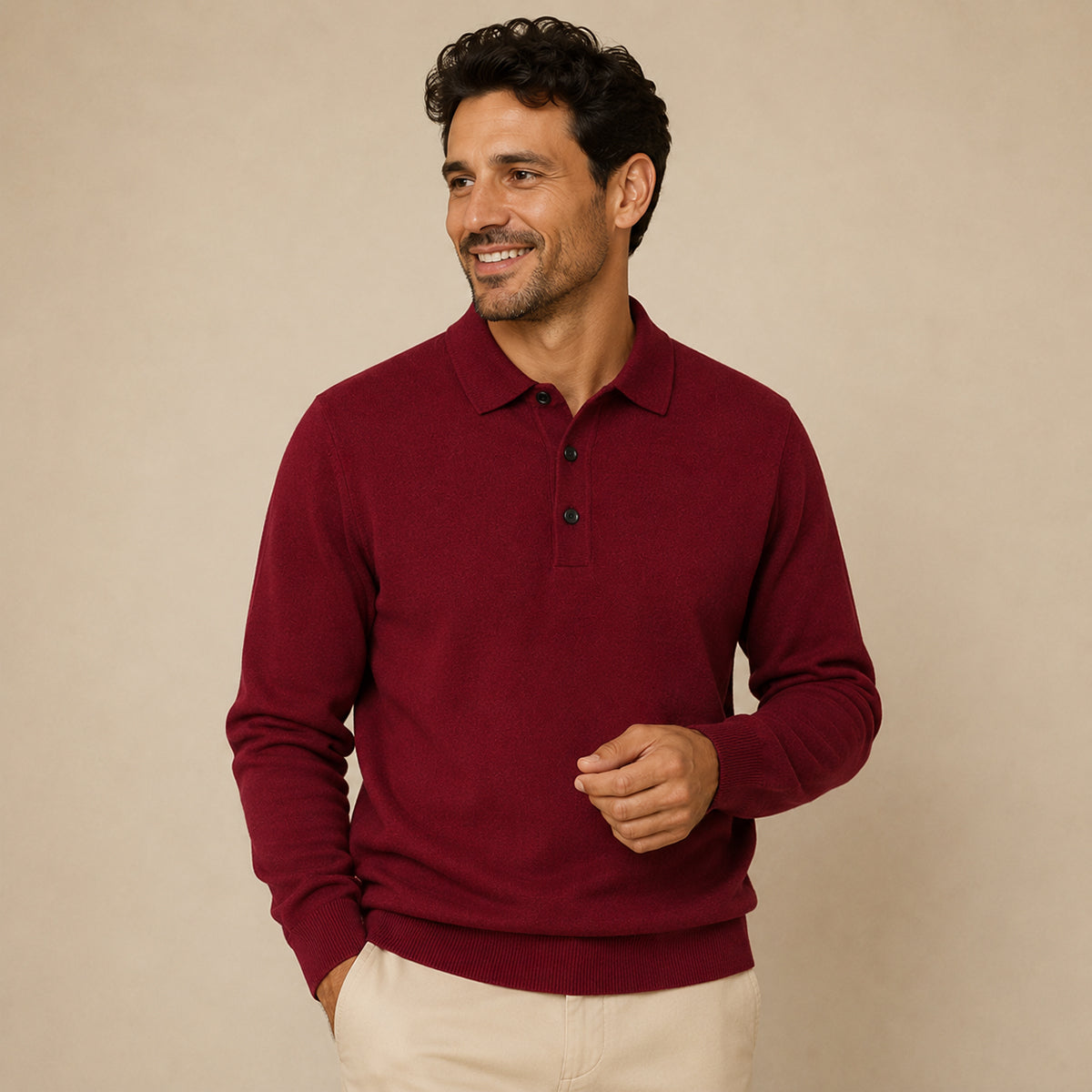 Men's Merino Polo Jumper – Pure Merino Wool